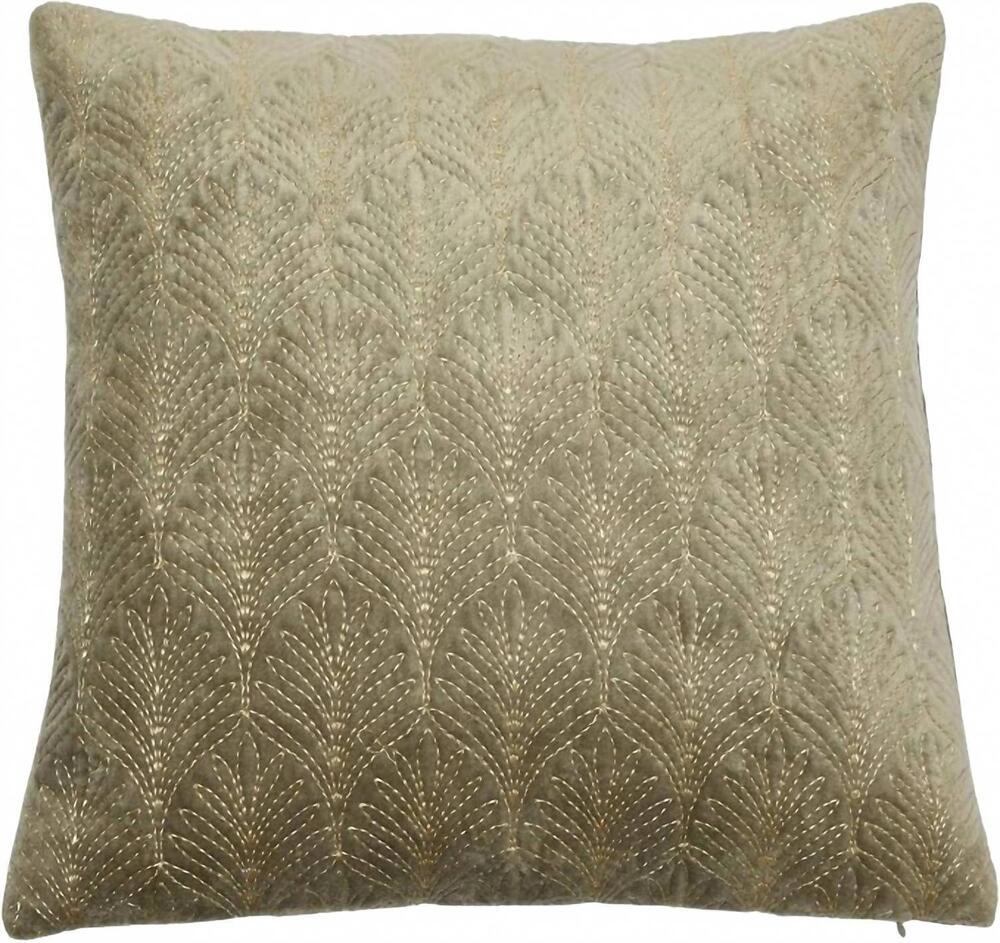 NEW CREATIVE CO-OP embroidered throw pillow in gray/gold